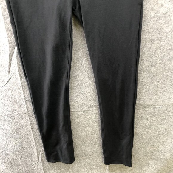 Calvin Klein Low Rise Ponte Skinny Pants Womens 8 Black Faux Leather 5 Pocket - Picture 4 of 12